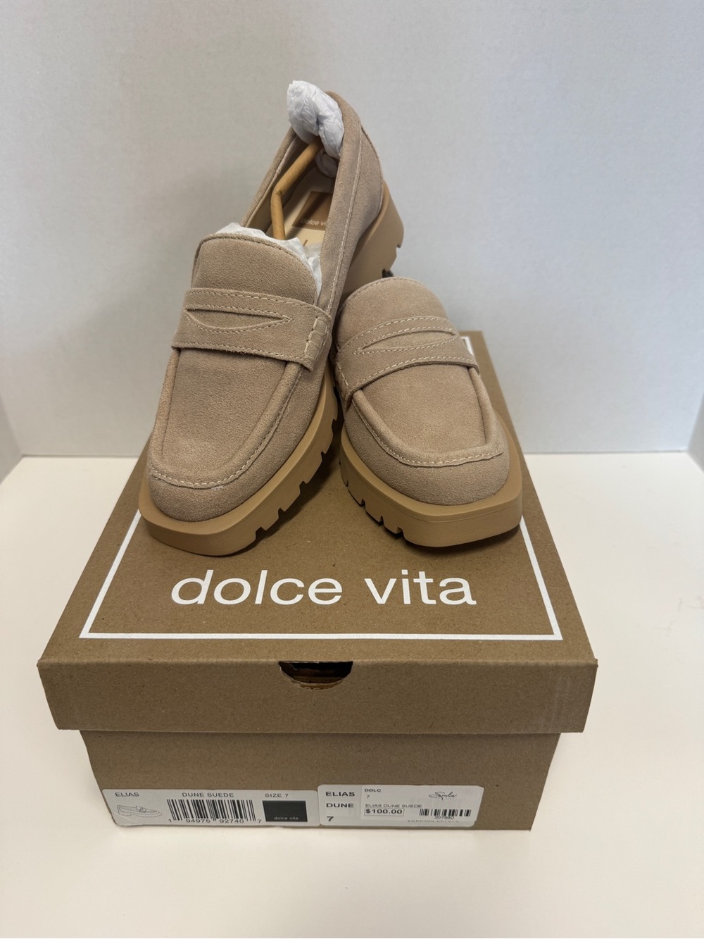 Dolce Vita Dune Suede Platform Loafers - Tan
